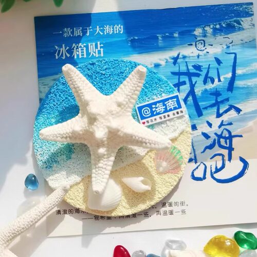 海南三亚海星贝壳可旋转夜光海浪冰箱贴旅游纪念