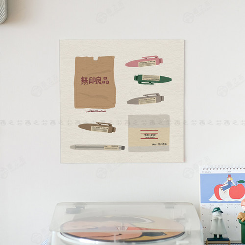 日系手绘治愈墙贴装饰画海报自粘
