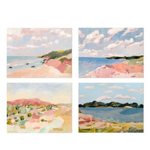 Margaret Jeane粉色抽象装饰画芯油画风景画心未装裱不要含带外框