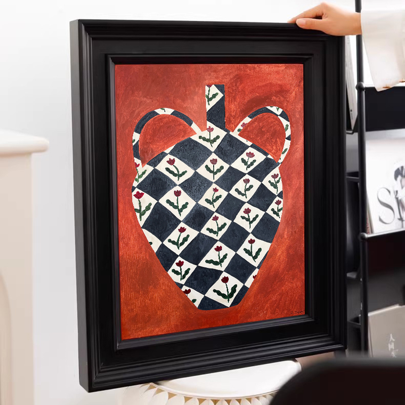 丹麦设计抽象花瓶法式复古装饰画