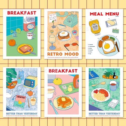 多巴胺食物装饰画芯卧室无框自粘