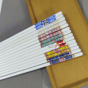 景德镇珐琅彩陶瓷筷子不发莓潮易清洗耐高温中式花纹家用筷子套装