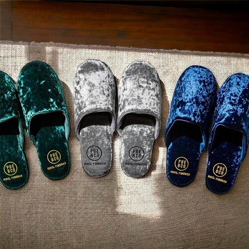 puebco丝绒棉拖鞋居家室内棉鞋