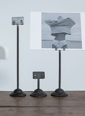 哈伯㊣日本PUEBCO铁艺卡片架桌面展示便签夹台卡夹照片台号牌