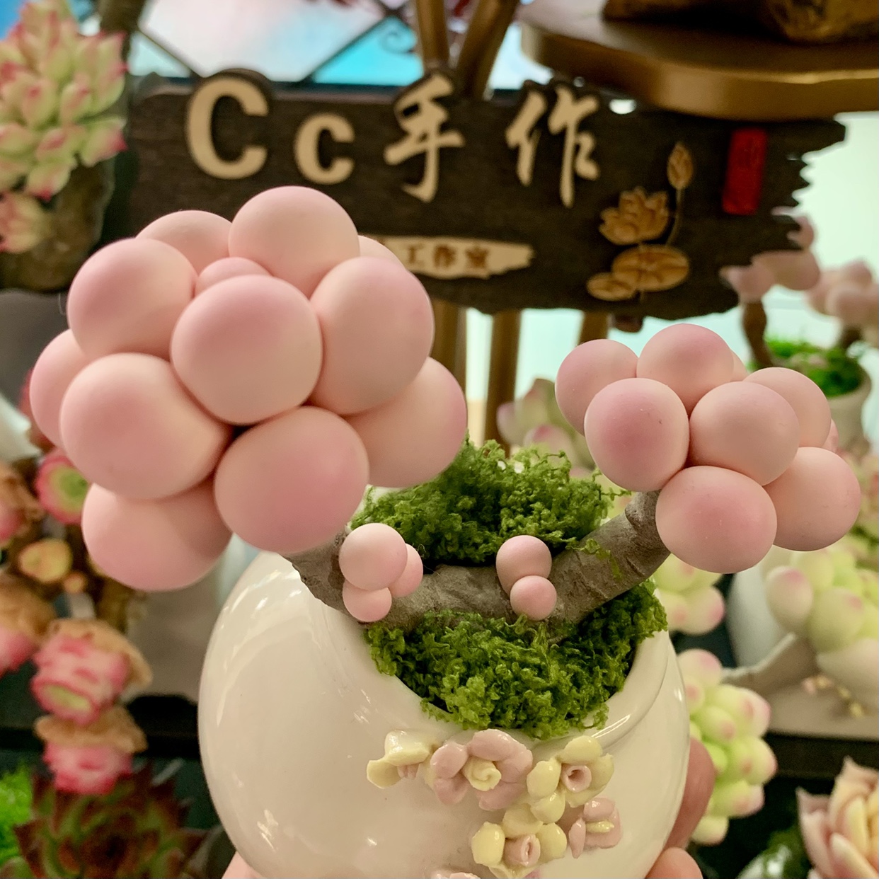仿真粘土奶酪多肉劳尔桃蛋桌摆件