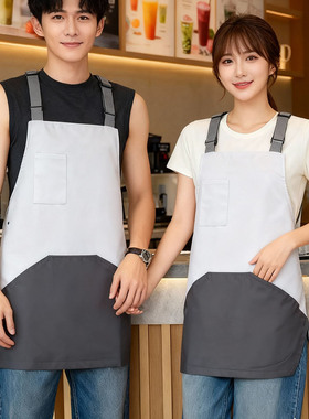 涤纶防水马甲围裙防污透气厨房做饭家用围腰火锅店工作服定制