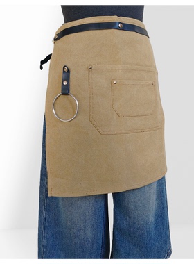 简约时尚半身围裙轻薄透气帆布防污奶茶店工作服围腰男女