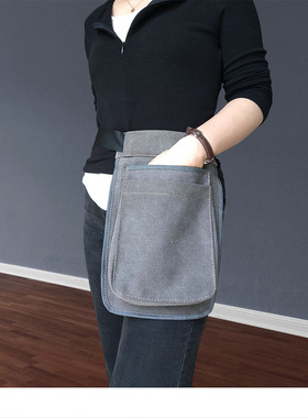 户外运动厚帆布腰包便携多功能多口袋拉链路亚登山工地保洁