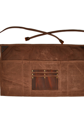 韩版时尚半身围裙防水工匠围兜咖啡店真皮围腰工作服男女定制LOGO