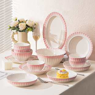 碗盘套装家用2025新款高颜值陶瓷碗碟餐具套装釉下彩碗筷盘子整套