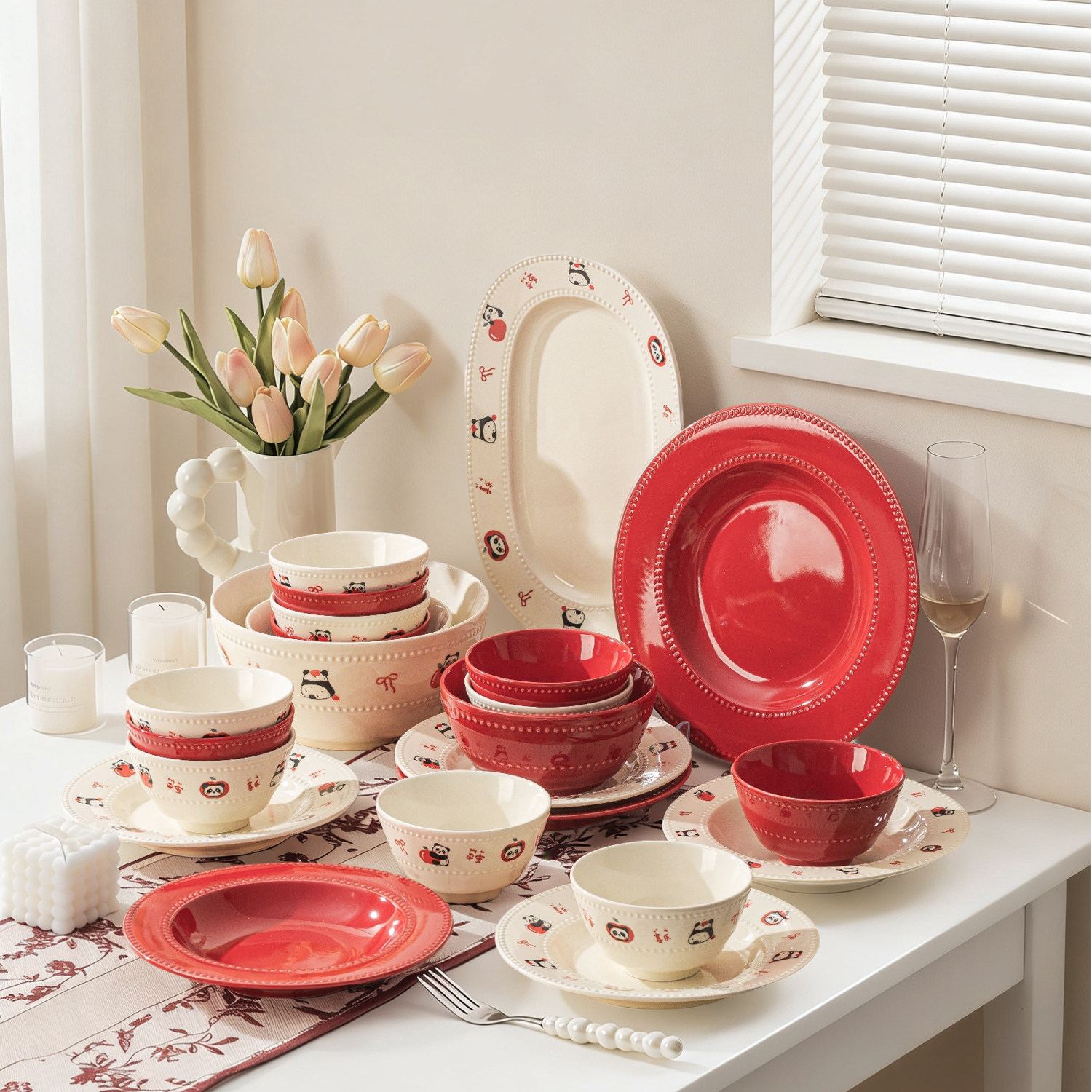 碗家用2026新款高颜值软萌碗盘餐具套装釉下彩碗碟筷整套结婚礼物