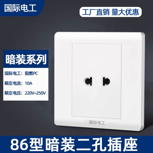 国际电工暗装墙壁10A二孔插座