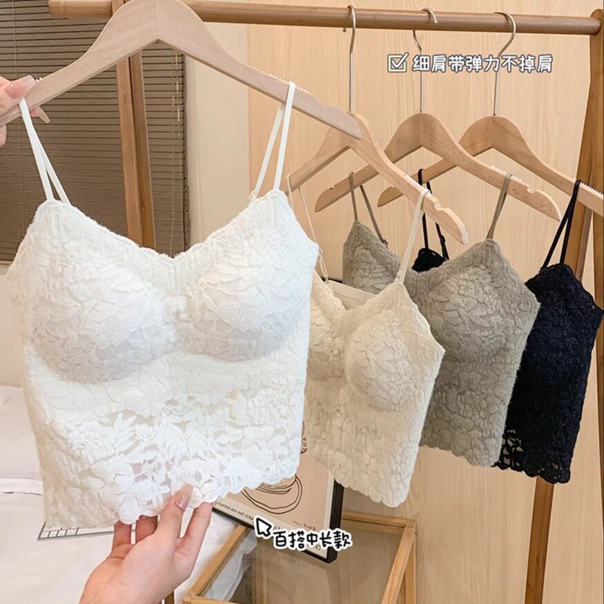 蕾丝花边纯欲风提花吊带背心女
