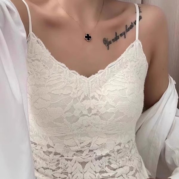 花未眠蕾丝提花吊带背心内衣女带胸垫一体无钢圈文胸打底无袖上衣