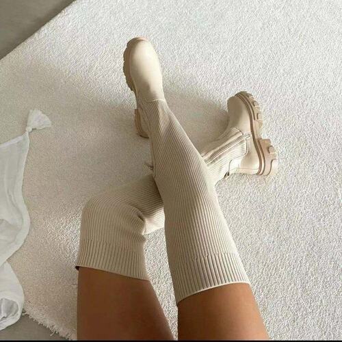 ladies winter pu leather flat boots for women long shoes2020