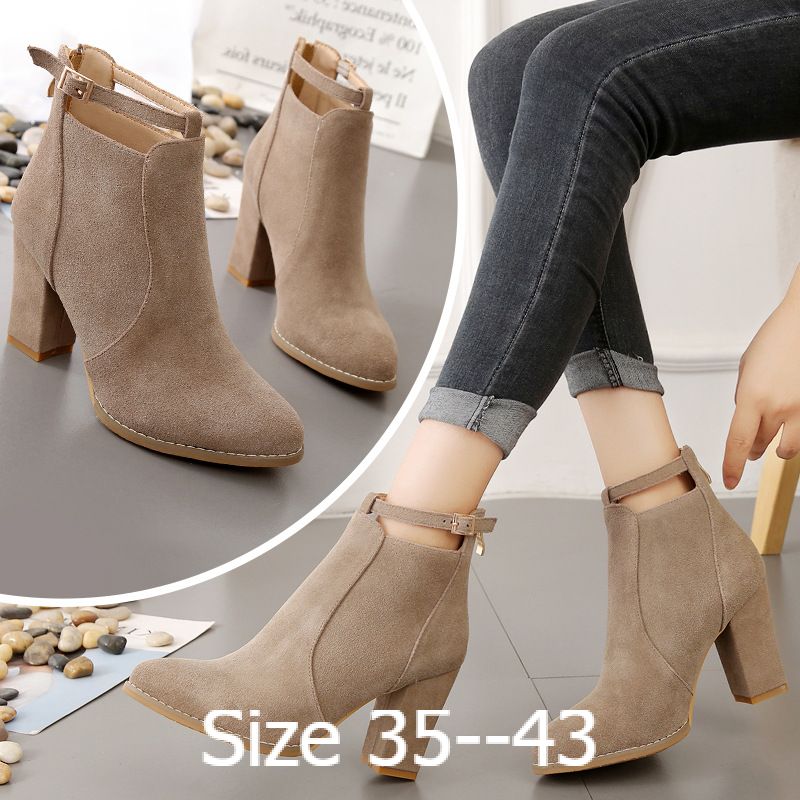 2020 woMen winter ladies high heels shoes Martin boots 41-43