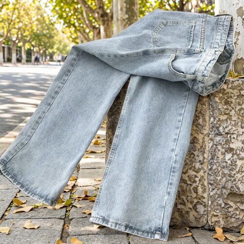 Women s loose jeans跨境牛仔裤2025夏新款宽松潮流设计感长裤女