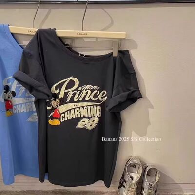 纯棉大码胖mm韩国东大门夏季休闲宽松减龄露肩斜肩短袖T恤女上衣