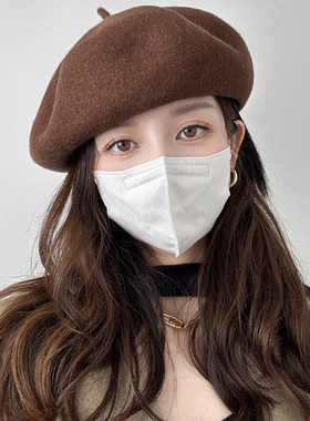 高品质羊毛贝雷帽女英伦复古大头围咖啡色画家帽秋冬毛呢蓓蕾帽子