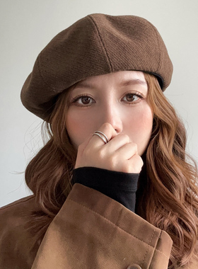 贝雷帽女2025新款韩系时尚百搭咖啡色八角帽显脸小秋冬南瓜画家帽