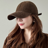 韩系复古豹纹咖啡色棒球帽女大头围显脸小加深宽帽檐软顶鸭舌帽子