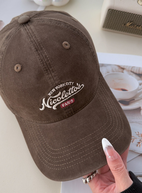 大头围棒球帽女2025新款秋季加大加深宽帽檐大脸鸭舌帽咖啡色帽子