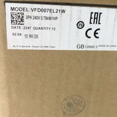 台达变频器 VFD007EL21W。3PH 240V 0.7