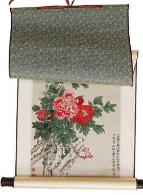 老秀馆蜀锦卷轴画醉芙蓉中国风