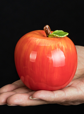 创意礼品陶瓷苹果装饰摆件家居桌面工艺品可爱红色苹果造型装饰品