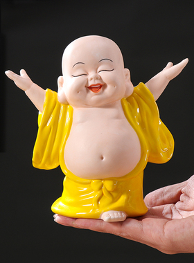 创意陶瓷人物招财弥勒佛大肚笑佛新中式玄关客厅桌面雕像摆件送礼