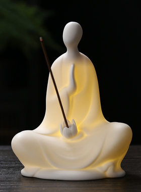 禅意陶瓷无相佛香道香插摆件家用客厅书房茶桌装饰创意家居小摆件