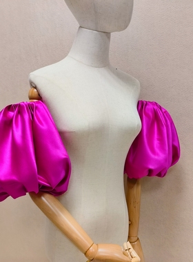 DIY红色缎面假袖泡泡袖婚纱礼服配饰臂袖装饰新娘影楼主题搭配