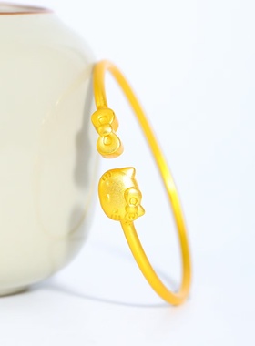 KT猫铜镀金蝴蝶结活口手镯送女友