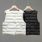 90鹅绒羽绒服马甲女V领内胆2025新款 轻薄短款 内搭保暖坎肩背心潮