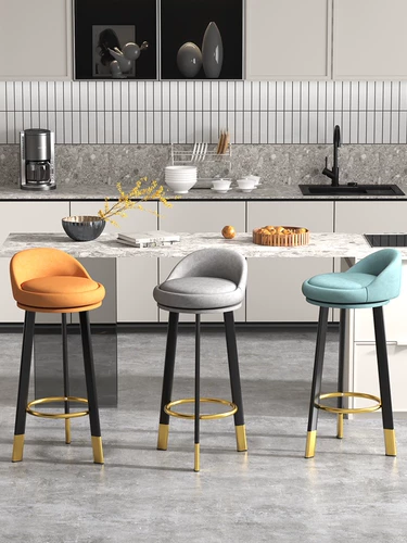 Бар кресло, ротация железного искусства Light Luxury Bar Cassier Cashier Cail, простые, современные водонепроницаемые барный стул с высоким стулом