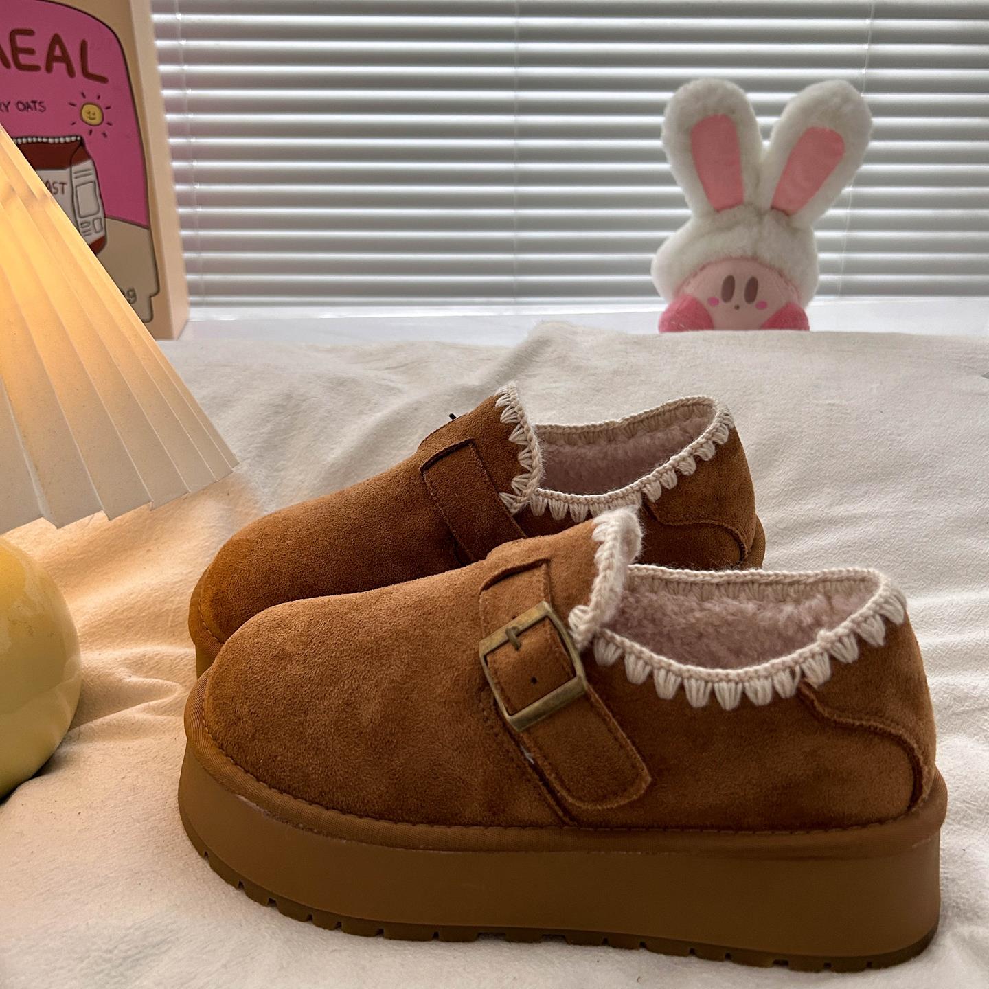 冬天雪地靴女款厚底防滑2025年新款冬季加绒保暖一脚蹬棉鞋子外穿