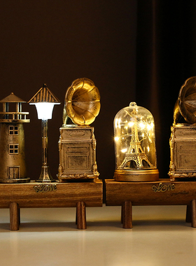 创意复古欧式小灯夜灯发光桌面床头摆件送老师朋友闺蜜圣诞节礼品