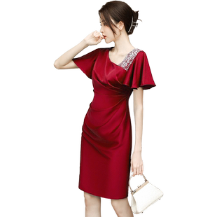 红色敬酒服夏季高级感小个子新娘回门高端婚礼妈妈婚宴晚礼服高贵
