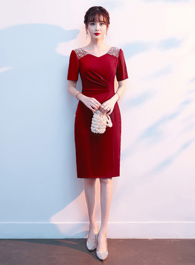 红色新娘敬酒服女高级感高端婚礼小个子妈妈婚宴装晚礼服夏季高贵