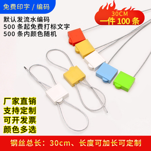 一次性防盗铅封钢丝绳防水施封锁拉链物流包装钢丝绳封条