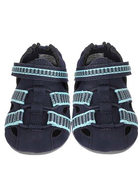 robeez美国春夏户外沙滩凉鞋 防水防滑胶底学步鞋 男童深蓝色凉鞋