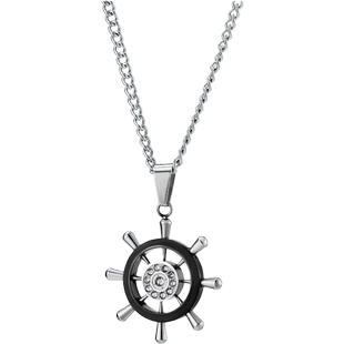韩版船舵项链男士冷淡风潮流钛钢吊坠个性嘻哈潮男挂件学生装饰品