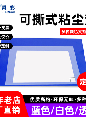 工业蓝白色透明粘尘垫定制高粘可撕式无尘洁净室车间工厂粘尘地垫