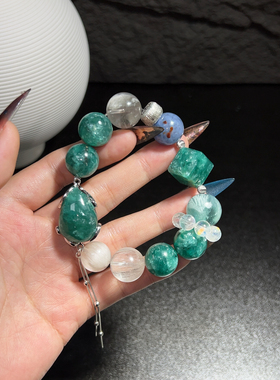 初九水晶｜青龙云母祖母晶 白兔毛原创设计天然水晶手串小众设计