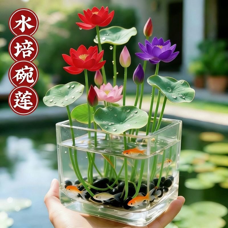 碗莲种七彩五颜六色水培花卉水养四季莲花荷花种莲藕绿植花卉大全