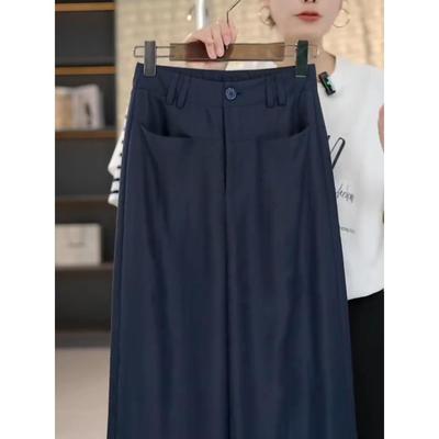 高档抗皱天丝亚麻裤子弯刀裤女新款薄款休闲裤宽松显瘦夏季阔腿裤