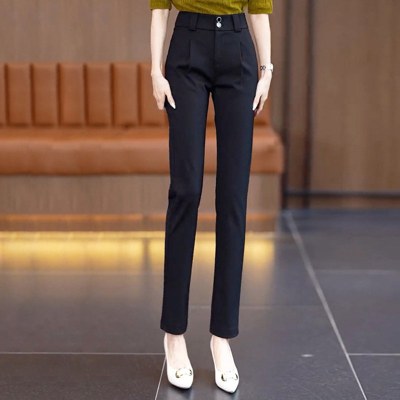 高档黑色西裤休闲哈伦裤女长裤春秋新款女裤显瘦百搭九分西装裤子