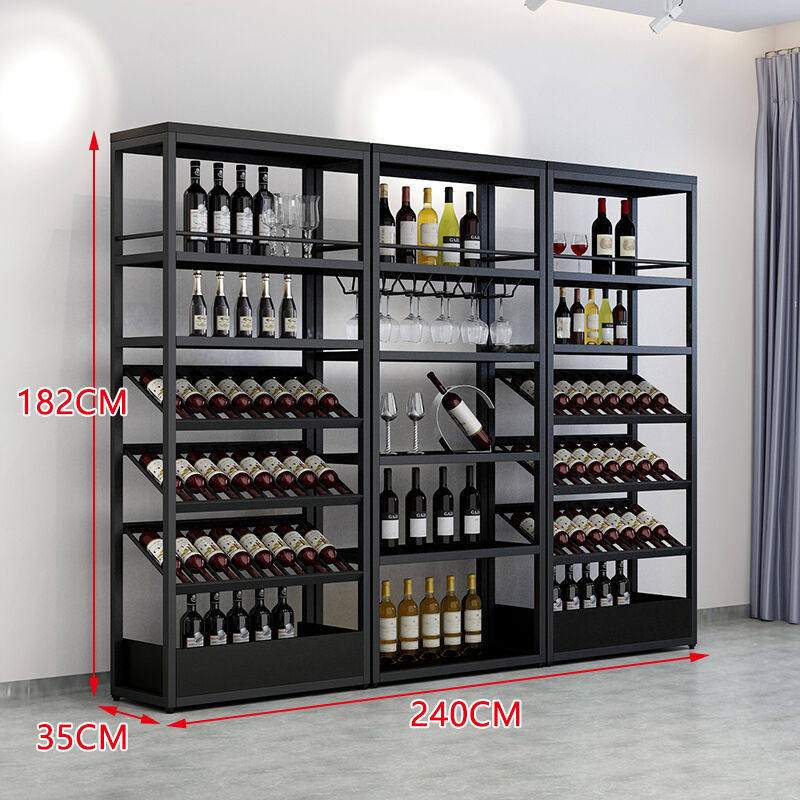 红酒柜子家用酒架酒吧落地酒柜葡萄酒红酒收纳展示架置物柜酒杯架