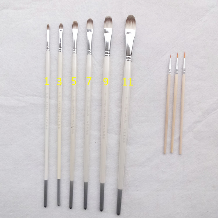 加健尼龙软毛水粉笔圆头水彩绘画排笔油画色彩丙烯颜料笔套装包邮