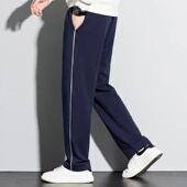 校裤 白边初中加绒冬款 子男女高中学生一条杠深蓝色春季 纯棉校服裤